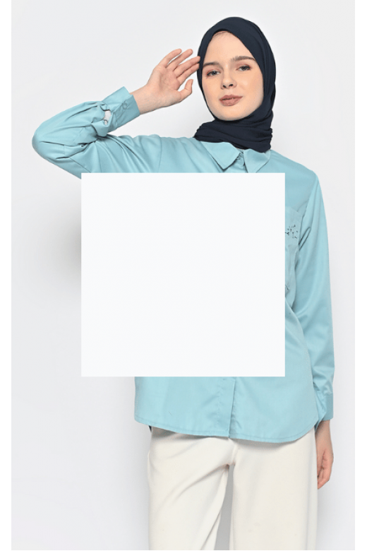 Azzura Embroidery Blouse Dusty Blue